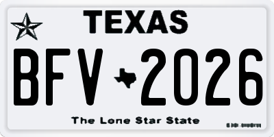 TX license plate BFV2026