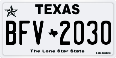 TX license plate BFV2030