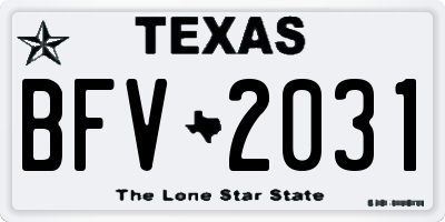 TX license plate BFV2031