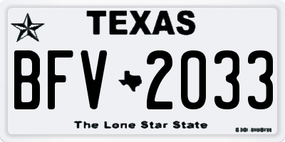 TX license plate BFV2033