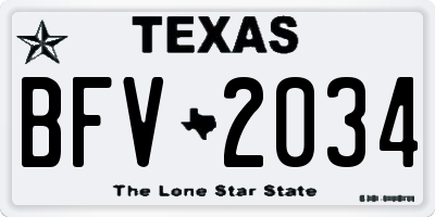 TX license plate BFV2034