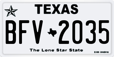 TX license plate BFV2035