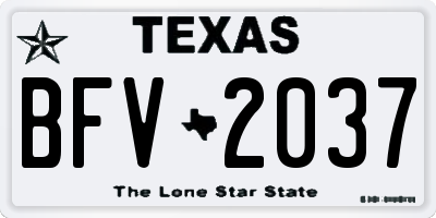 TX license plate BFV2037