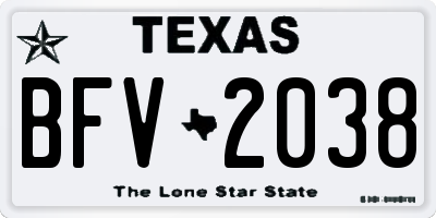 TX license plate BFV2038