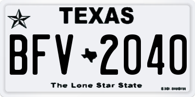 TX license plate BFV2040