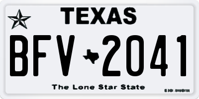TX license plate BFV2041