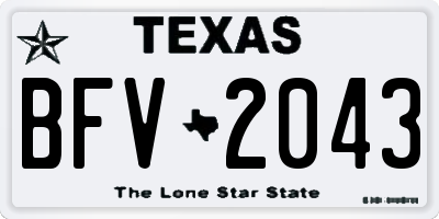 TX license plate BFV2043