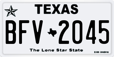 TX license plate BFV2045