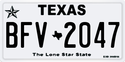 TX license plate BFV2047
