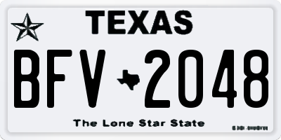 TX license plate BFV2048