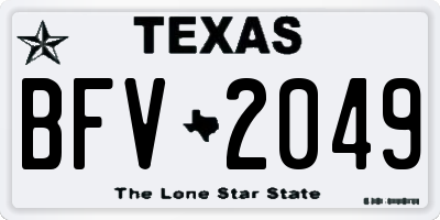 TX license plate BFV2049