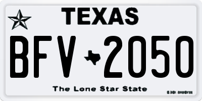 TX license plate BFV2050