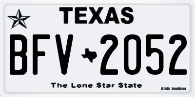 TX license plate BFV2052