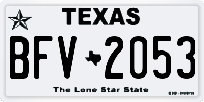 TX license plate BFV2053