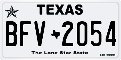 TX license plate BFV2054