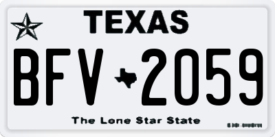 TX license plate BFV2059