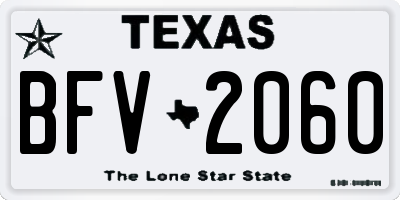 TX license plate BFV2060