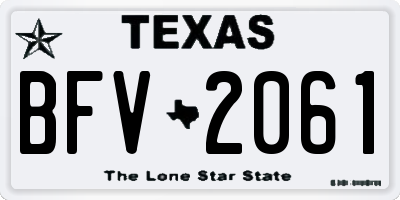 TX license plate BFV2061
