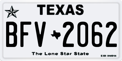 TX license plate BFV2062