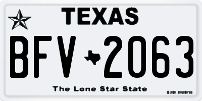 TX license plate BFV2063