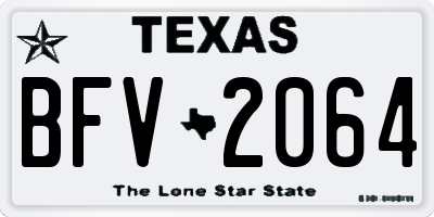 TX license plate BFV2064