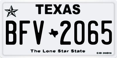 TX license plate BFV2065