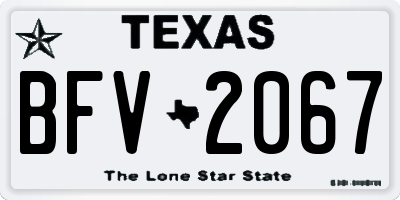 TX license plate BFV2067