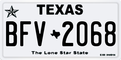TX license plate BFV2068