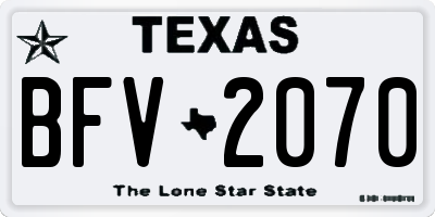 TX license plate BFV2070