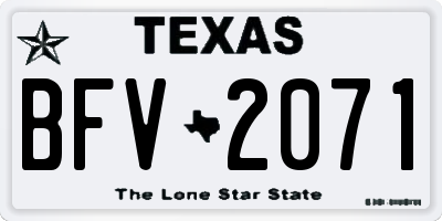 TX license plate BFV2071