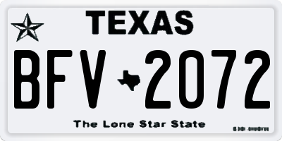 TX license plate BFV2072