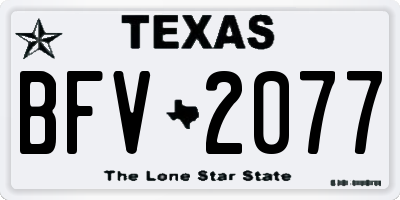 TX license plate BFV2077