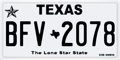 TX license plate BFV2078