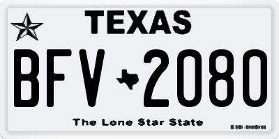 TX license plate BFV2080