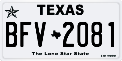 TX license plate BFV2081