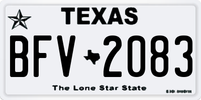 TX license plate BFV2083