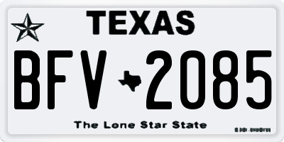 TX license plate BFV2085