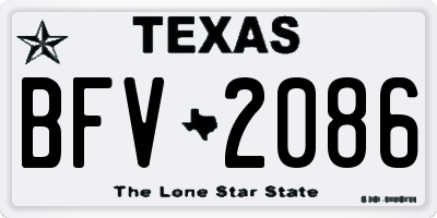 TX license plate BFV2086