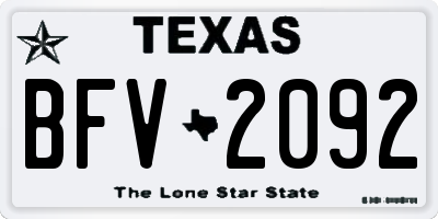 TX license plate BFV2092