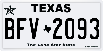 TX license plate BFV2093