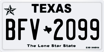 TX license plate BFV2099