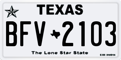 TX license plate BFV2103