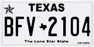 TX license plate BFV2104