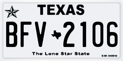 TX license plate BFV2106