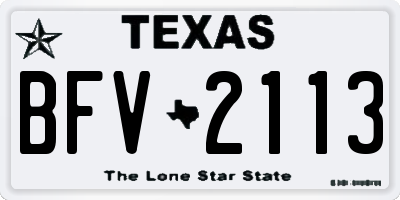 TX license plate BFV2113