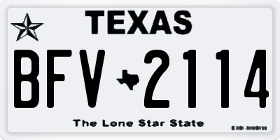 TX license plate BFV2114