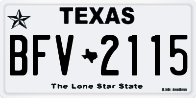 TX license plate BFV2115