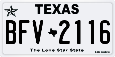 TX license plate BFV2116