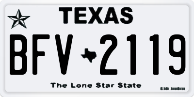 TX license plate BFV2119