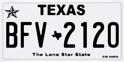 TX license plate BFV2120